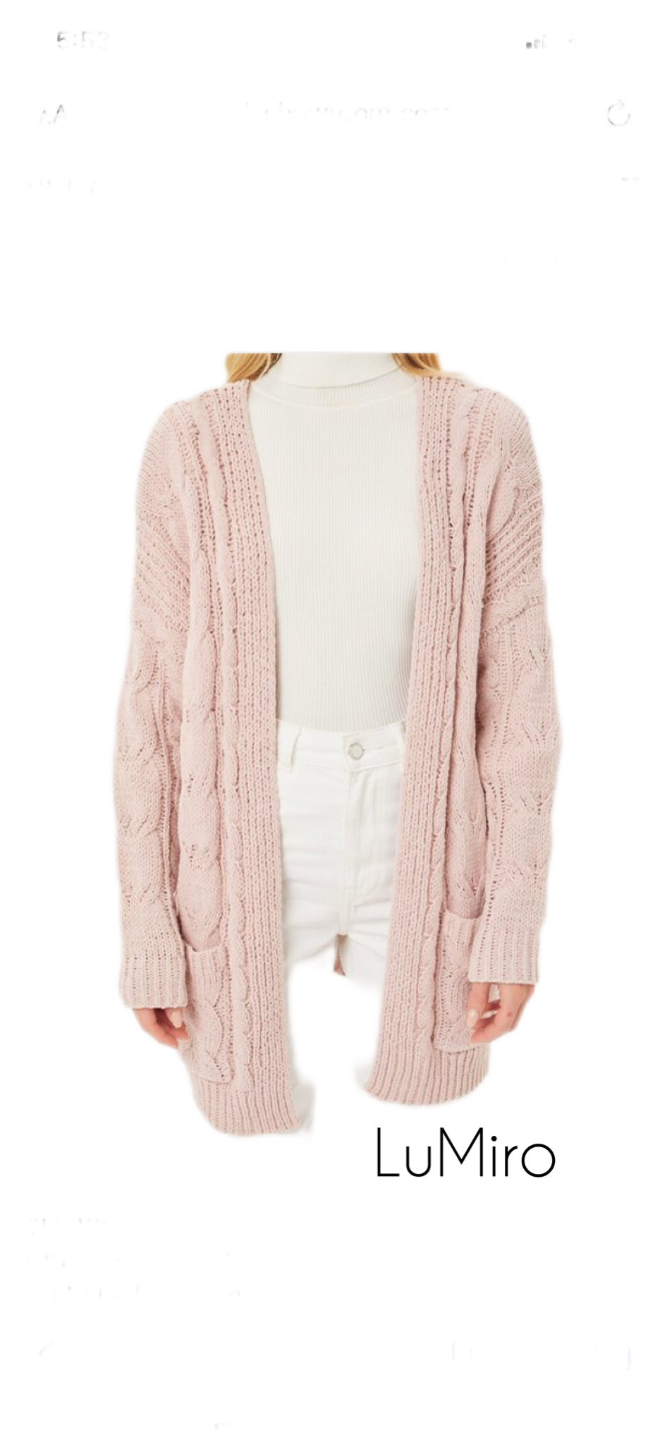 Sirrah Pink Oversized Chenille Cable Knit Cardigan