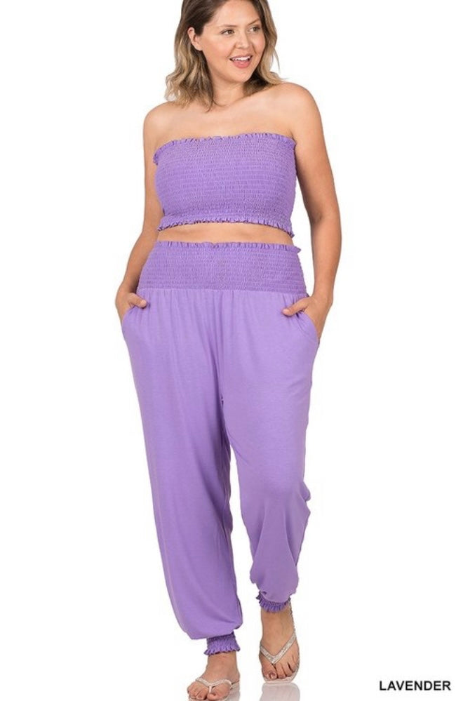 “Self-Love 24/7” 
Smocked Tube Top and
Joggers Set