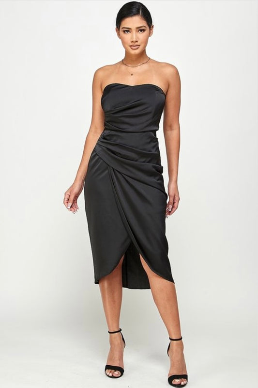 Satin Draped Side Ruched
Dress